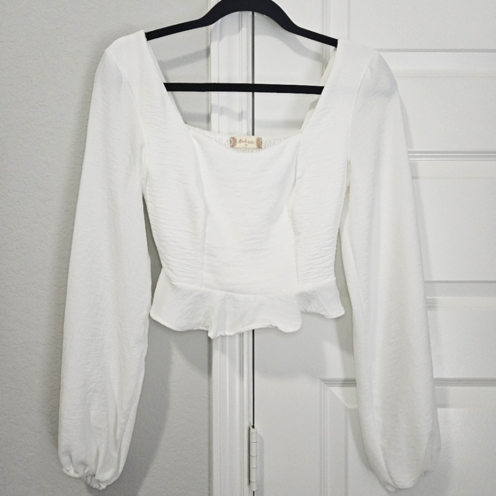 White Long Sleeve Crop Top